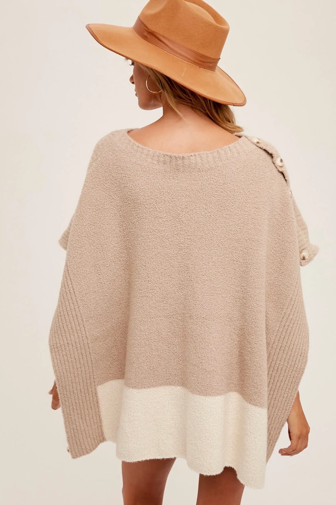 Plush Button Detail Poncho