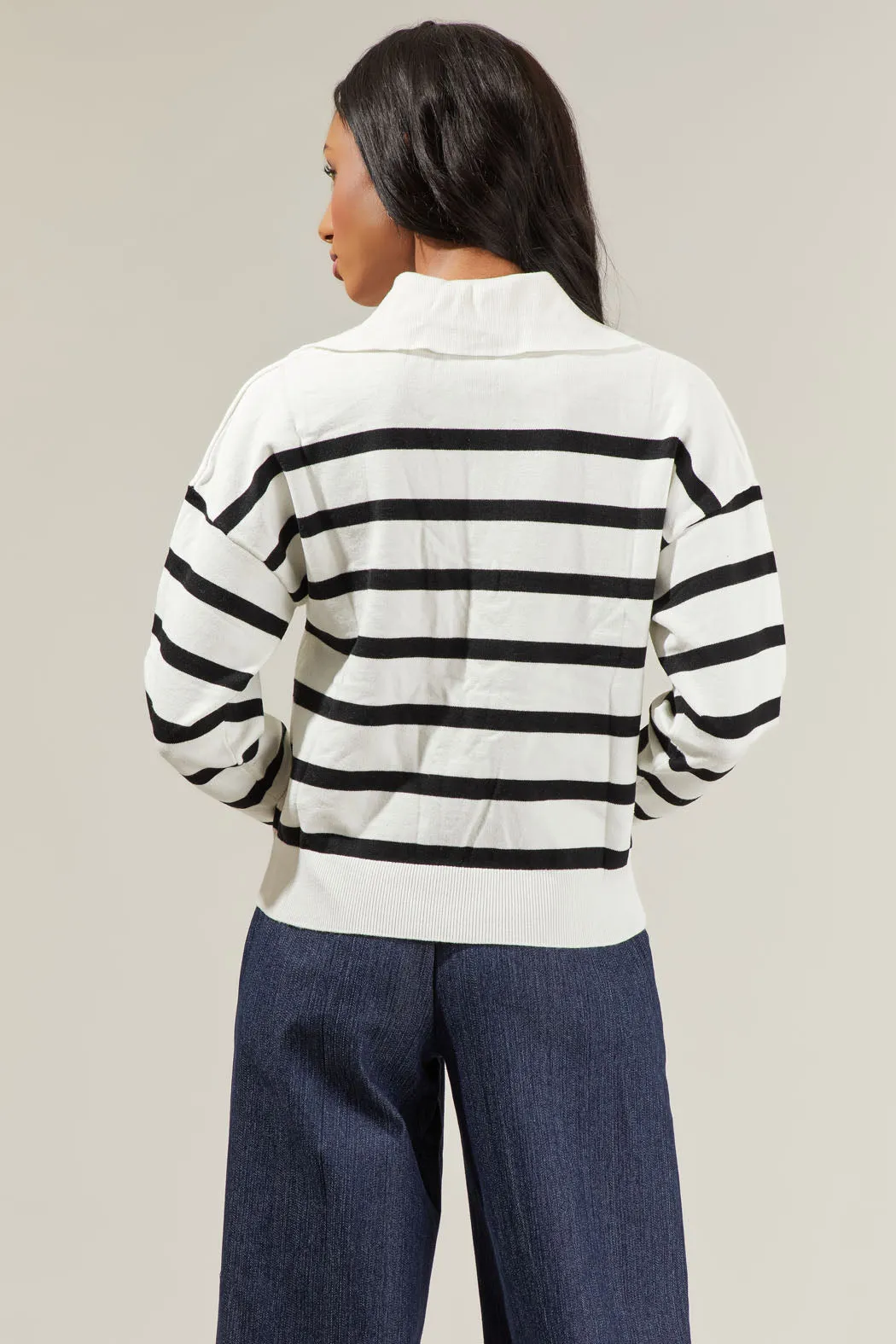Possie Dill Striped Collar Sweater