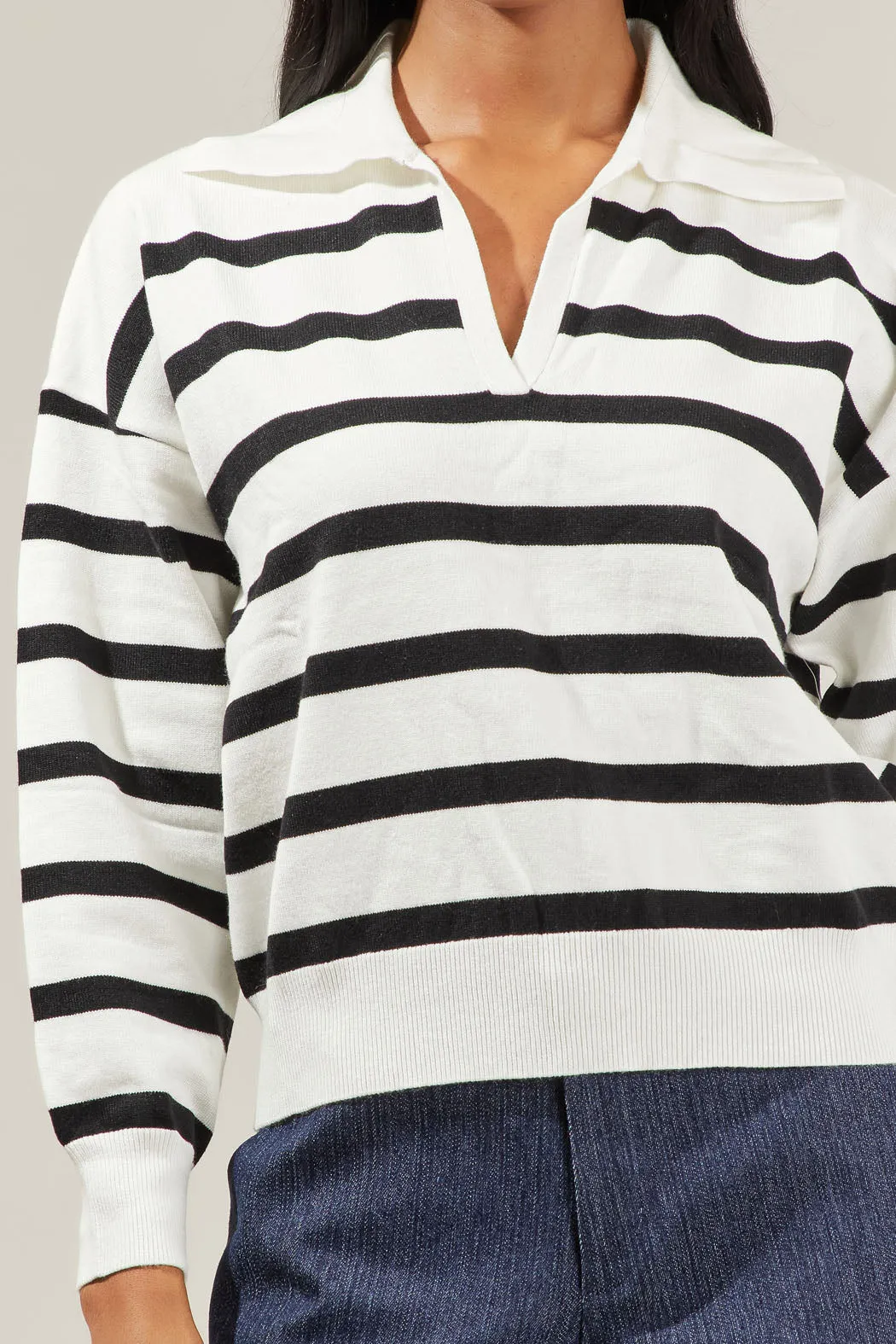 Possie Dill Striped Collar Sweater