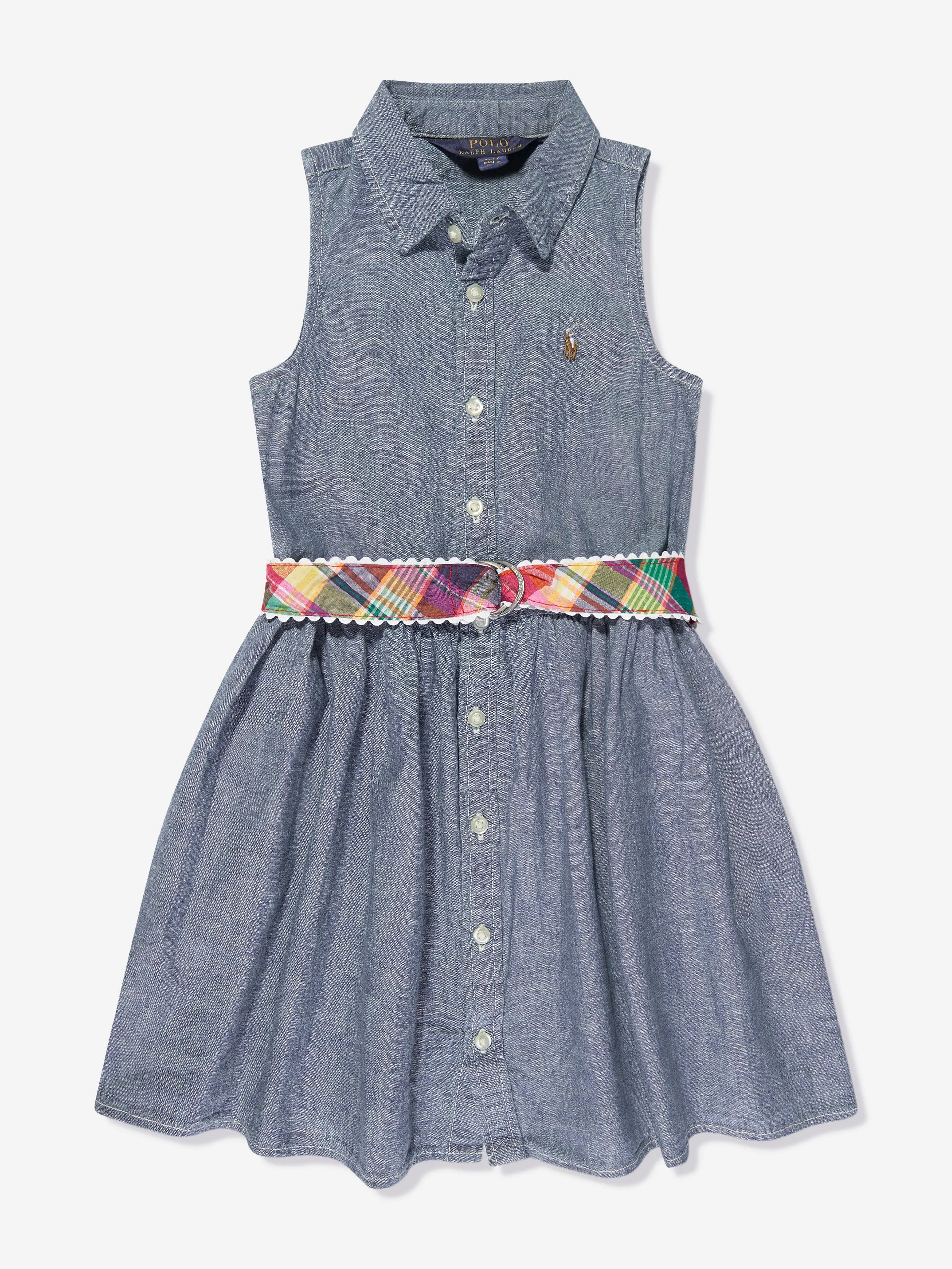 Ralph Lauren Girls Sleeveless Adalene Dress in Blue
