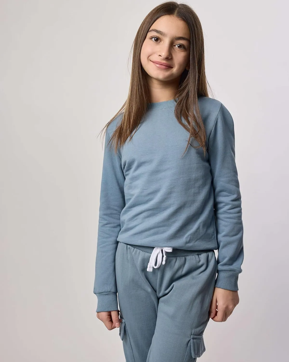 Real Essentials 3-Pack: Girls Ultra-Soft & Warm Long Sleeve Fleece Crew Neck Pullover Sweatshirt