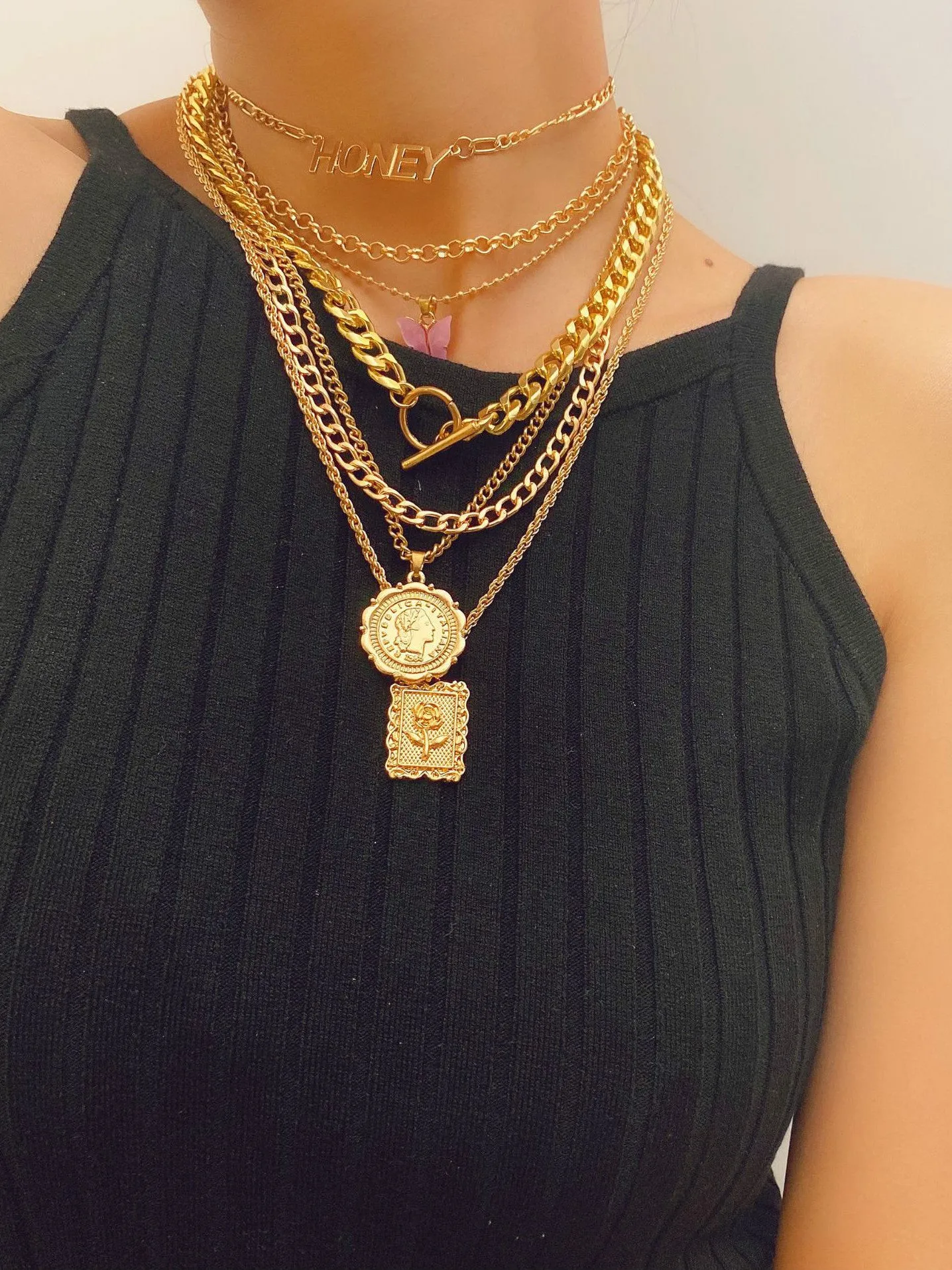 Retro Alloy Butterfly Necklace Set
