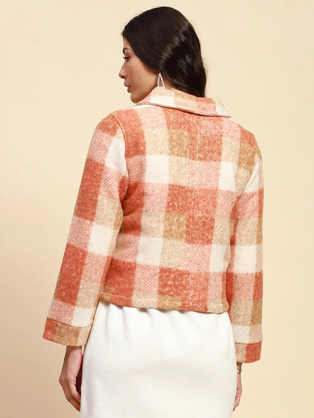 Rust Poly Blend Regular Fit Jacket For Women