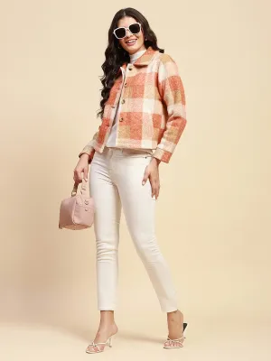 Rust Poly Blend Regular Fit Jacket For Women
