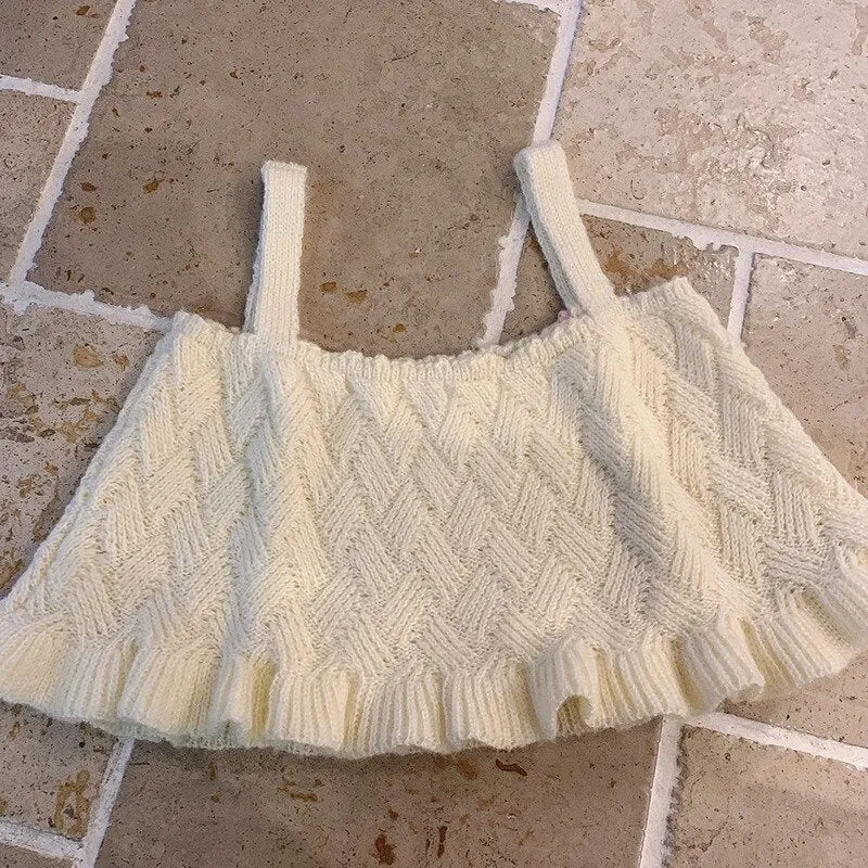 Sweet Girl Retro Loose Knitted Crop Top