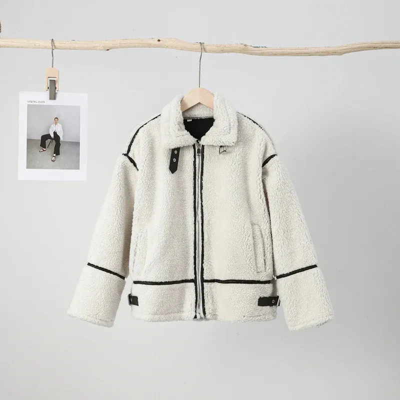 Women's Elegant Zippered Warm Plush Teddy Winter Jacket | Ideal for Autumn/Winter