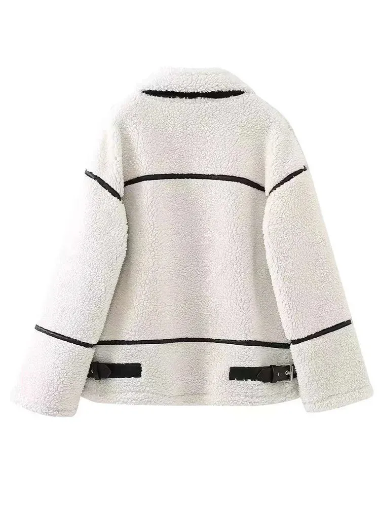 Women's Elegant Zippered Warm Plush Teddy Winter Jacket | Ideal for Autumn/Winter
