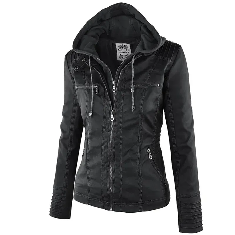 Women's Winter Faux Leather Jacket - Waterproof & Windproof
