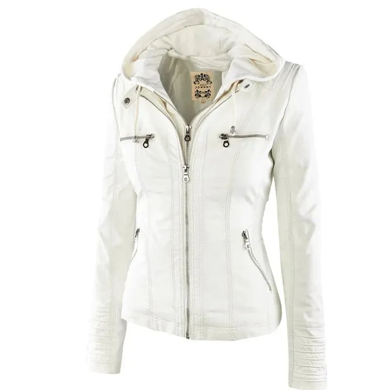 Women's Winter Faux Leather Jacket - Waterproof & Windproof