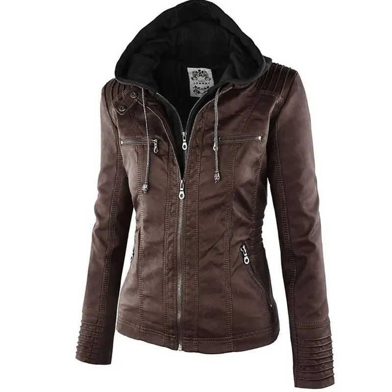 Women's Winter Faux Leather Jacket - Waterproof & Windproof